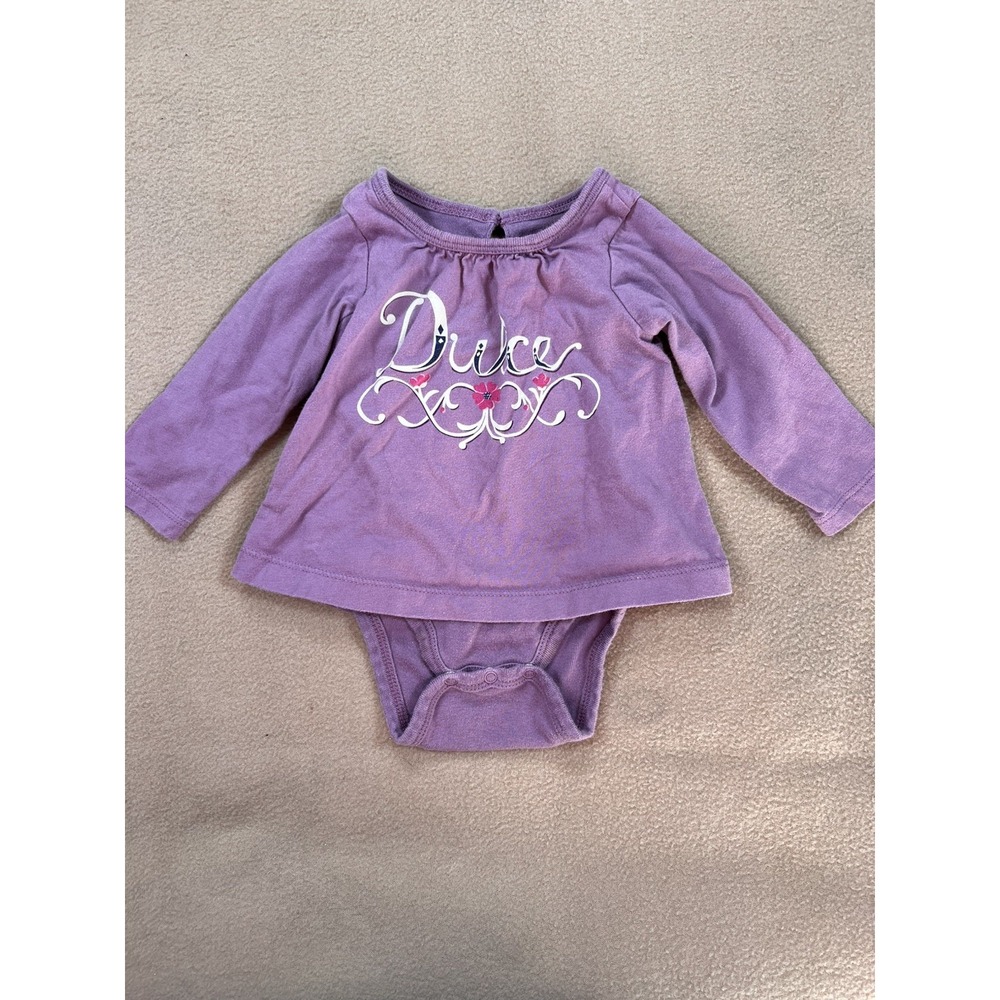 Tea Collection Baby Girl Purple Dulce Graphic Bodysuit Top 3-6M 100% Cotton